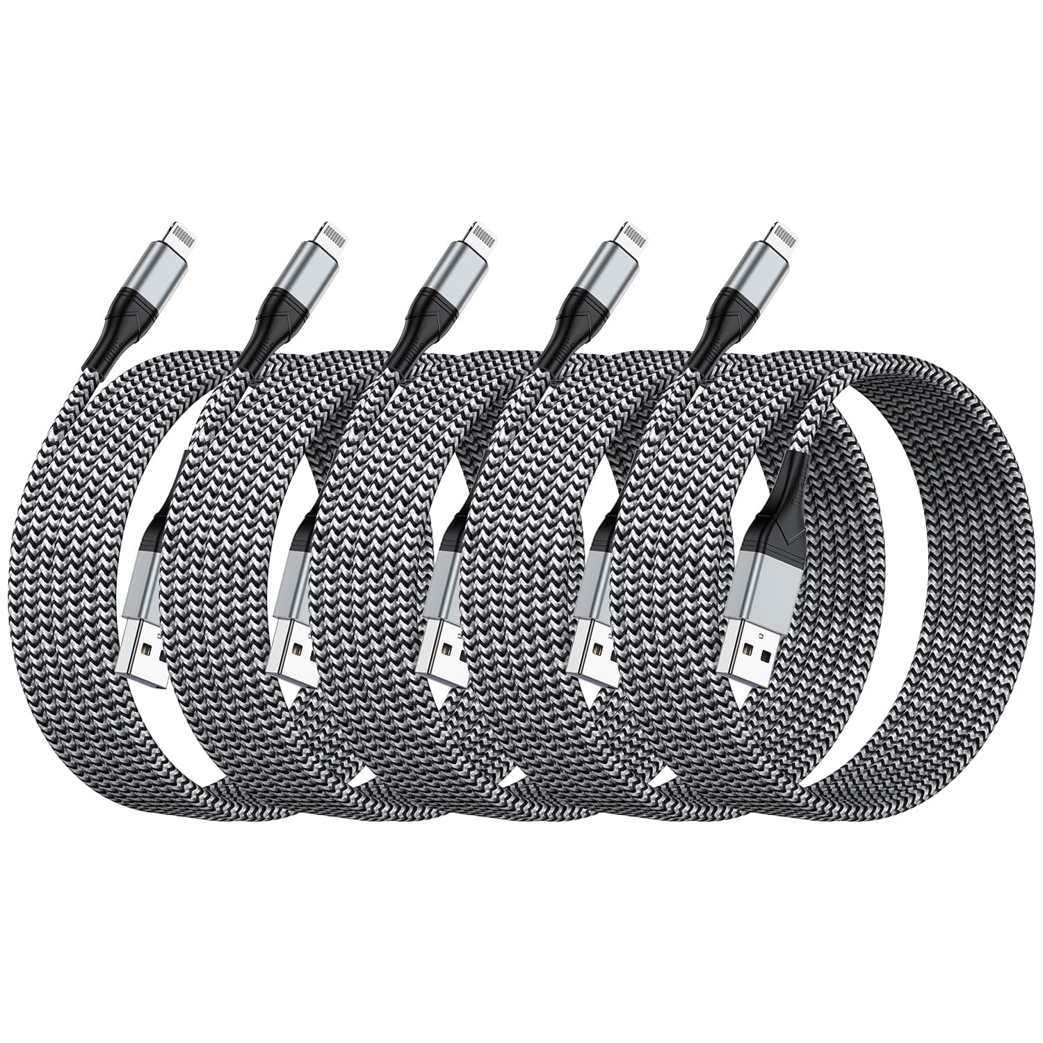 Essri 5 Pack Apple MFi Certified iPhone Charger Cable 6ft, Long Lightning Cable Strong Nylon Braided Charging Cable 6 Foot,Fast iPhone USB Cord for 14/13 Pro/13/12/11 Pro Max/Xr/Xs/iPad