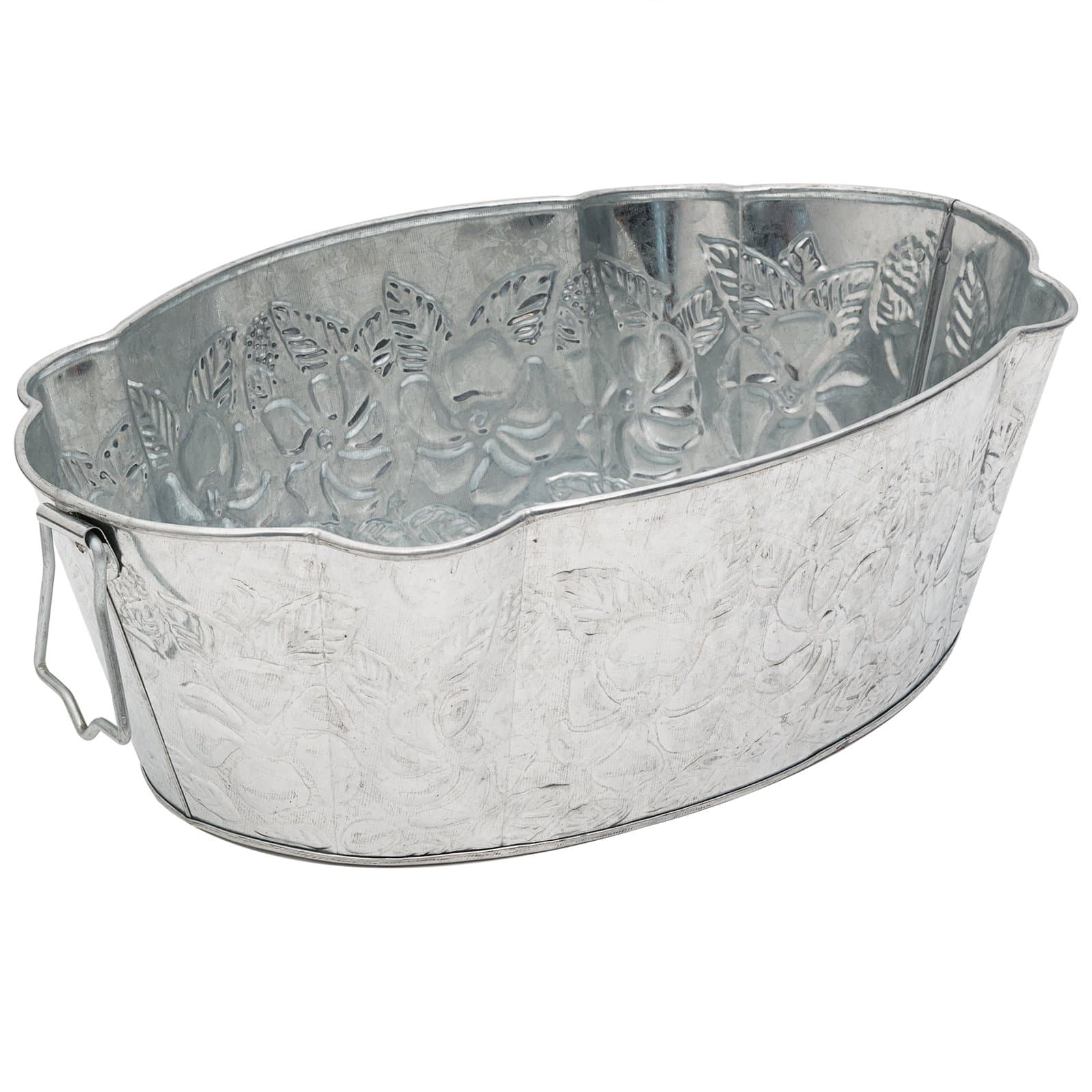 Achla Designs Oval Embossed Galvanized Tub