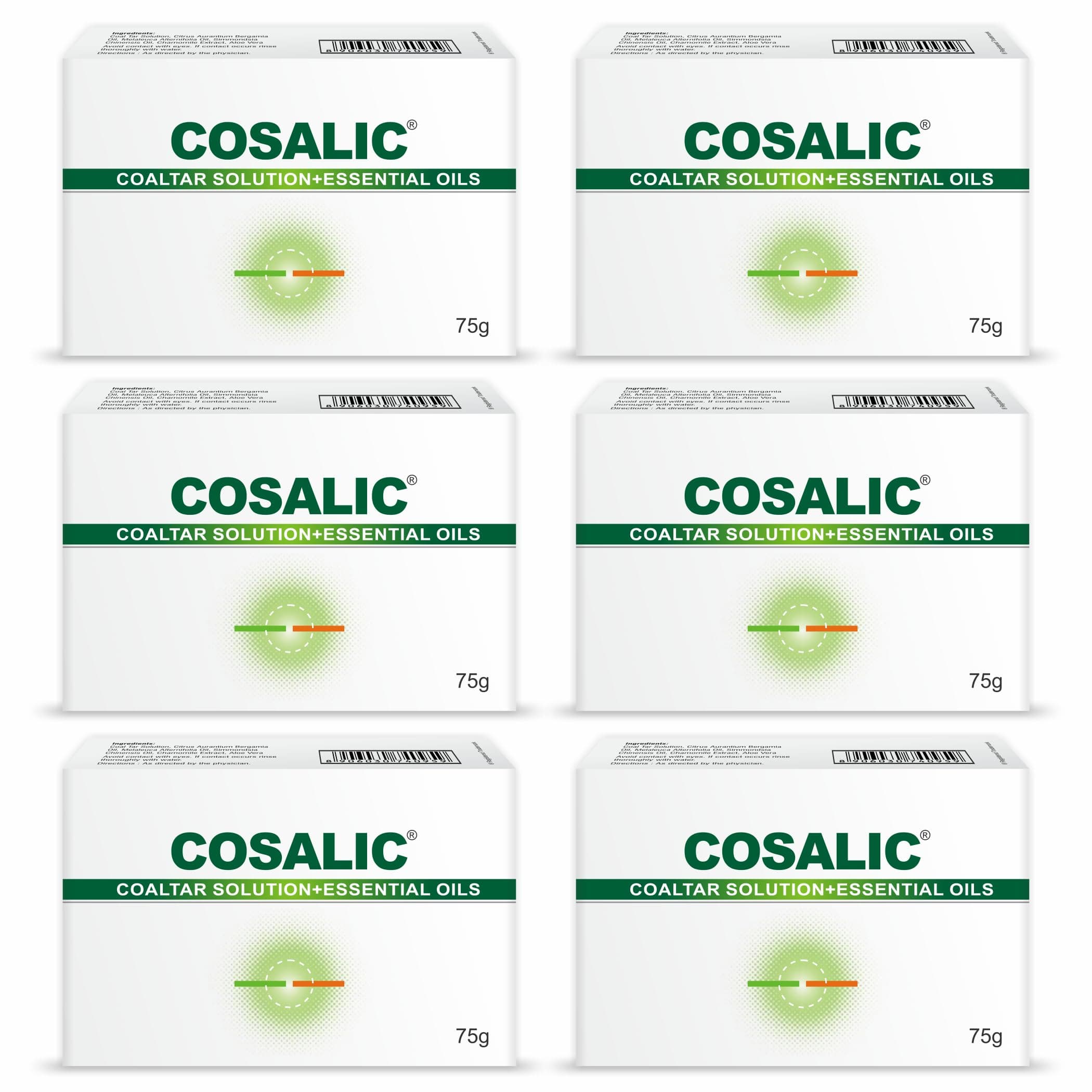 Salve Cosalic Soap with Coal Tar Solution & Essential Oils - 75g (Pack of 6) | Cleansing Bar for Dry, Rough & Flaky Skin