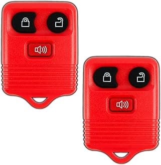 KeylessOption Key Fob Replacement for 2002 2003 2004 2005 2006 2007 2008 2009 2010 2011 2012 2013 2014 2015 2016 Ford F150 Explorer Ranger Mustang Lincoln Mazda Mercury Remote, 3-Button Red 2-Pack