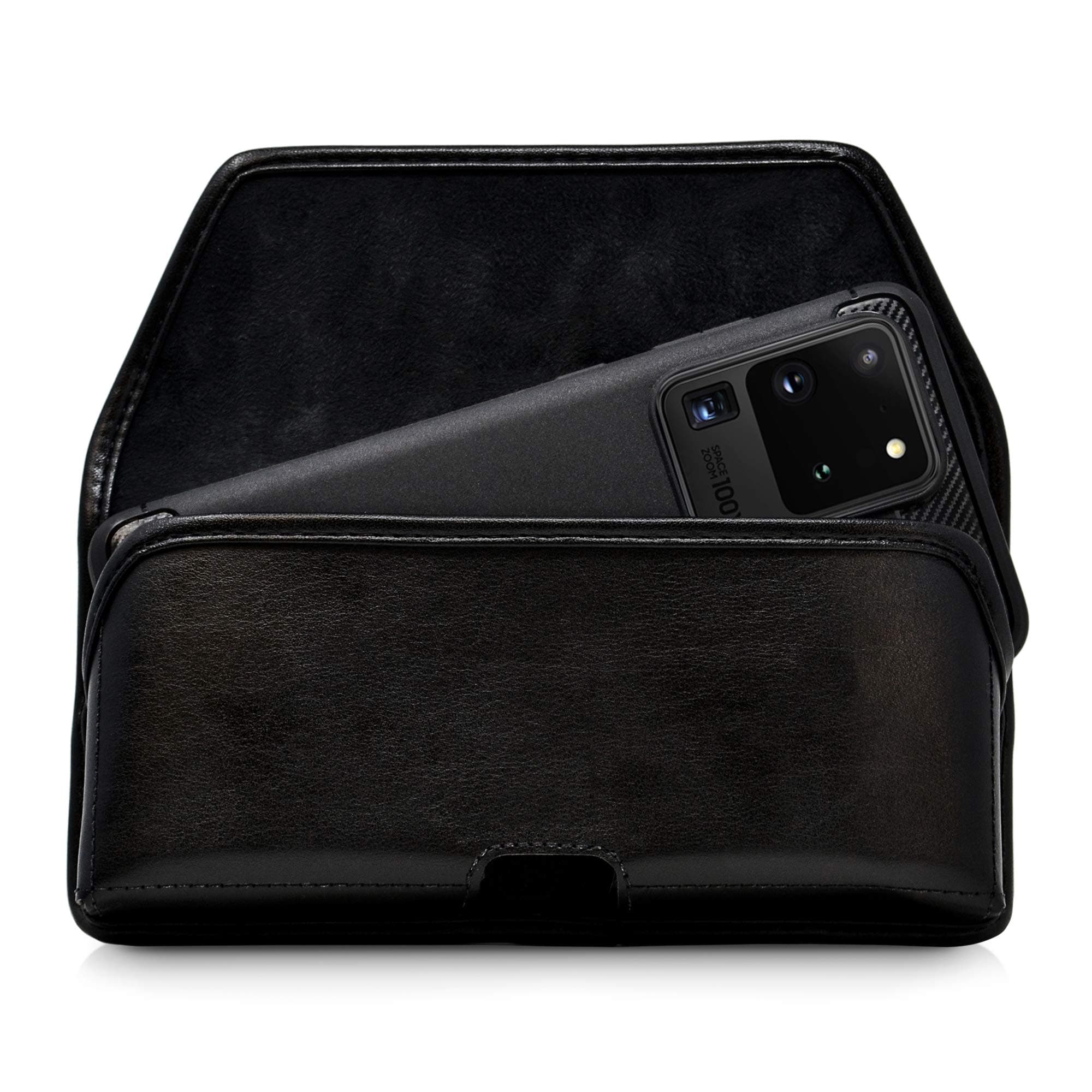 Turtleback Belt Case Designed for Galaxy S20 Ultra (2020) Belt Holster Black Leather Pouch with Heavy Duty Rotating Belt Clip, Horizontal