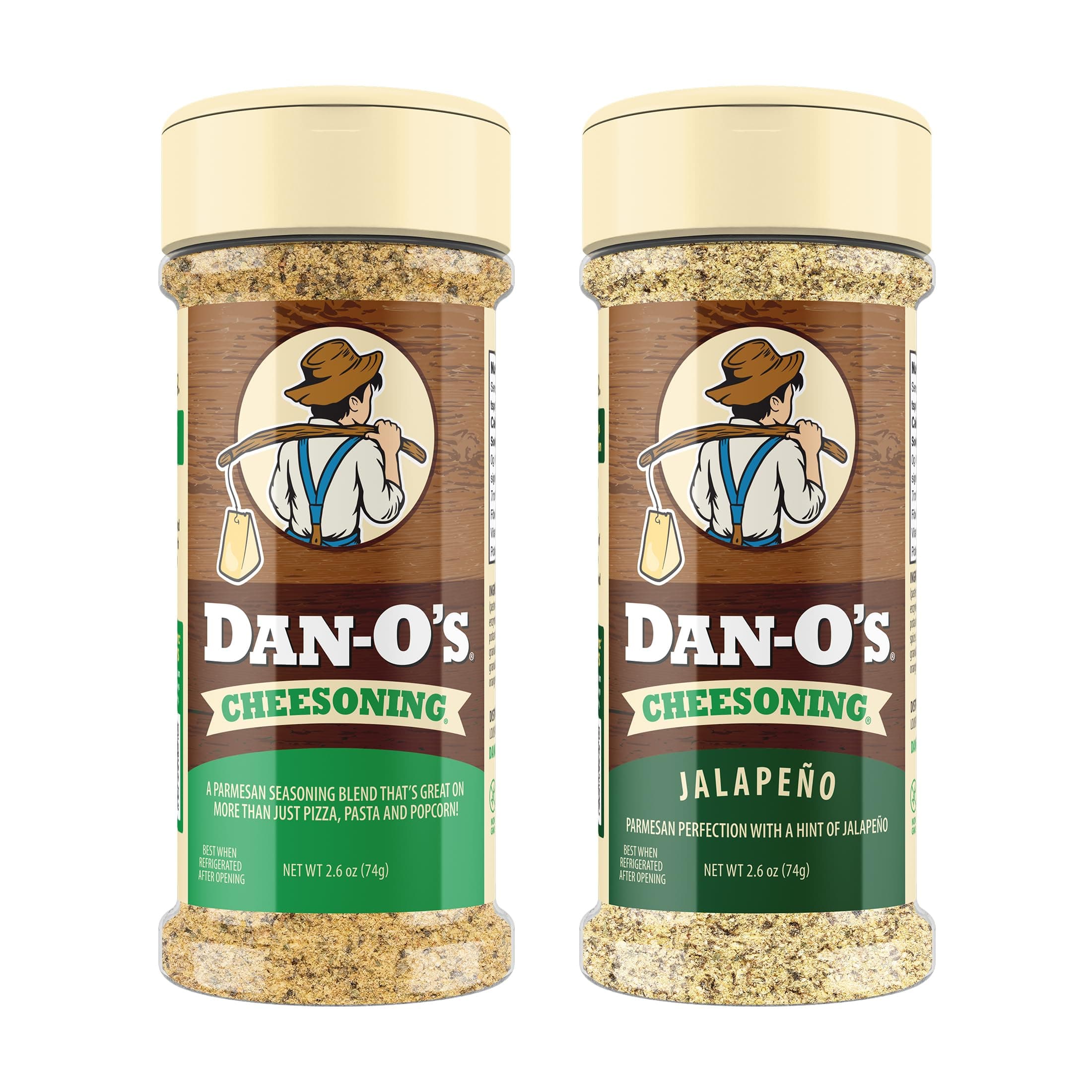 Dan-O's 2 Bottle Seasoning Set, Small Bottles, 2 Pack, Includes Cheesoning and Jalapeño Cheesoning Seasonings, Sugar Free, Zero Calorie, Use this Seasoning Kit in Pasta, Toppings or Sauce