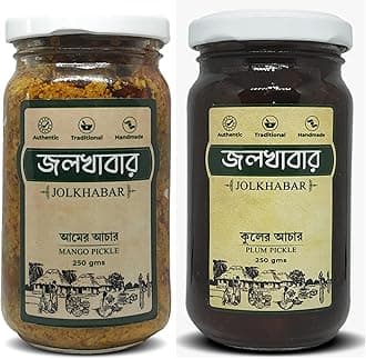 JOLKHABAR | Aam er Achar - Kul er Achar | Mango Pickle - Plum Pickle | Authentic Traditional Handmade | Bengali Recipe | 500gms Pack (250 GMS Each) | Pack of 2