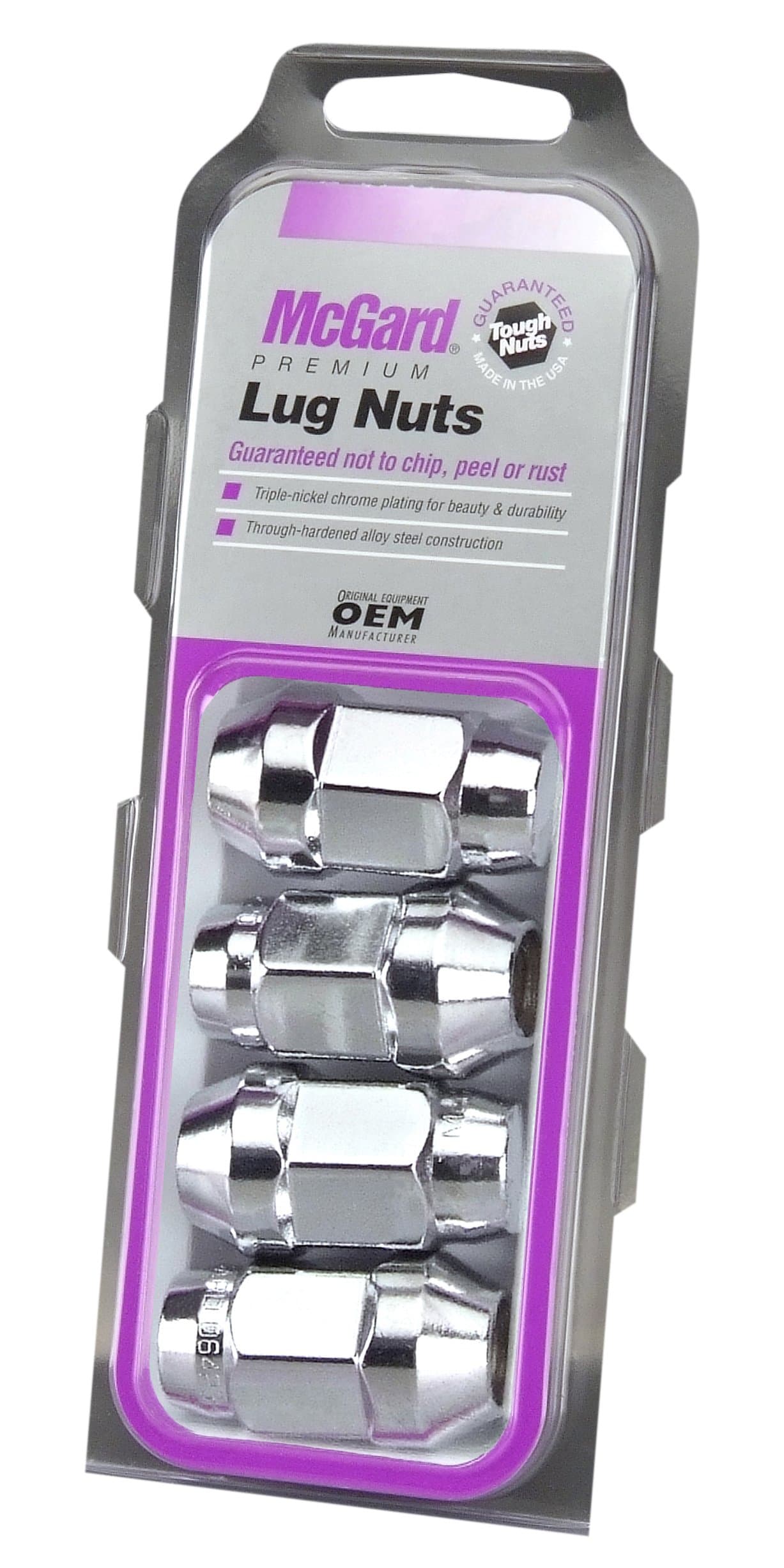 64073 Chrome (M14 x 1.5 Thread Size) Bulge Cone Seat Style Lug Nut, (Set of 4)
