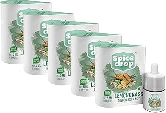 Spice Drop Lemongrass Ginger Natural Extract | For Tea, Soups, Shakes and beverages | 5 ml ( Pack of 5 x 180 Drops)