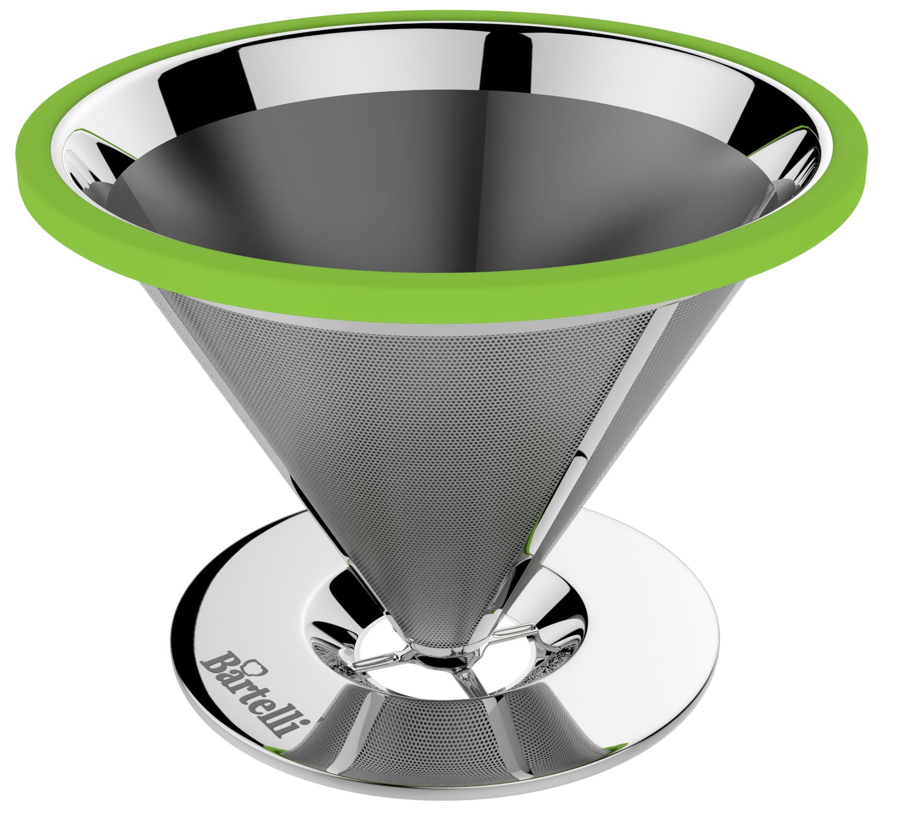 Bartelli Paperless Pour Over Coffee Dripper and Brewer - Permanent Reusable Stainless Steel Filter - Single Serve Cup or Small Pot by Bartelli