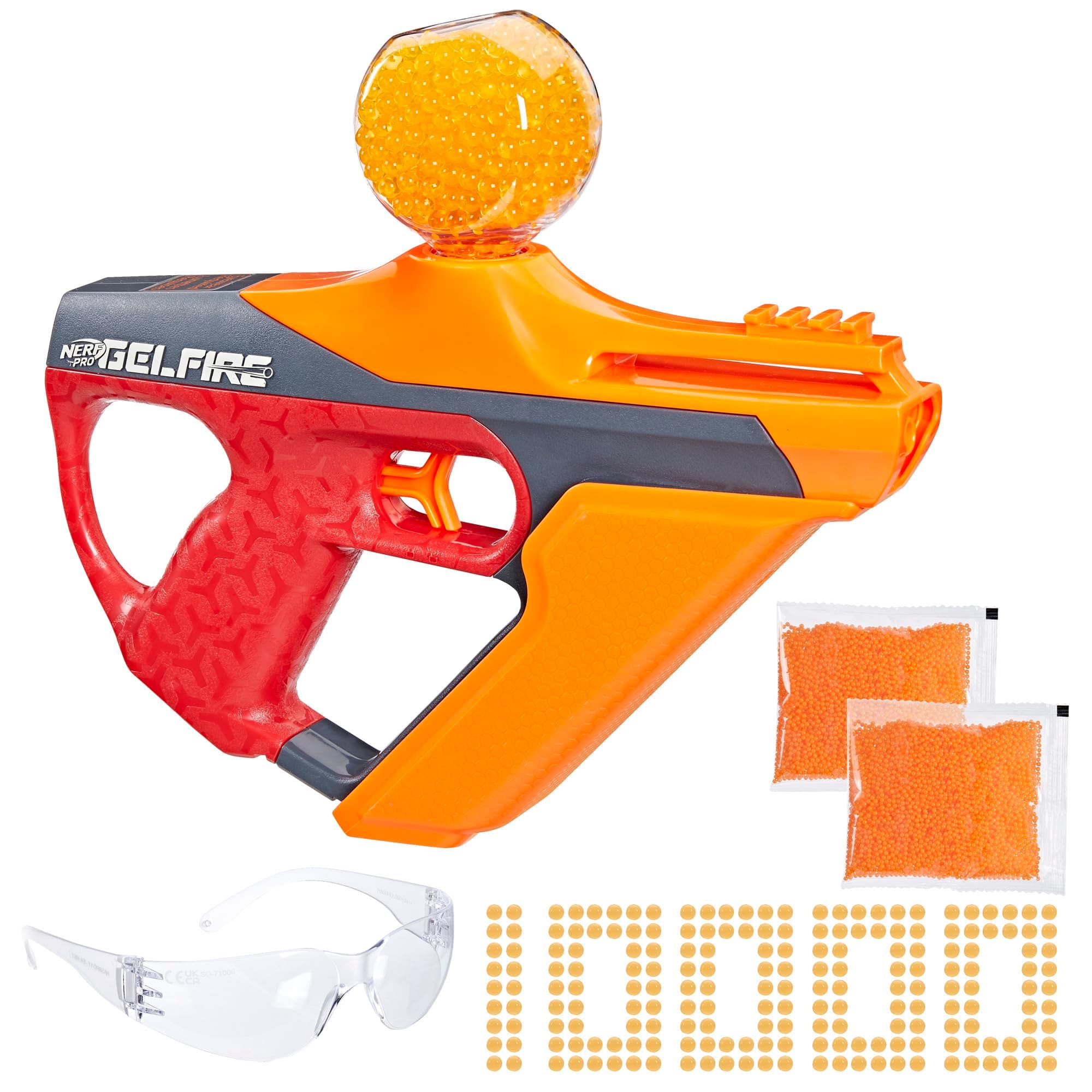 Pro Gelfire Uproar Full Auto Blaster, 150 FPS, 10,000 Gelfire Rounds, 400 Round Hopper, Eyewear, Ages 14+