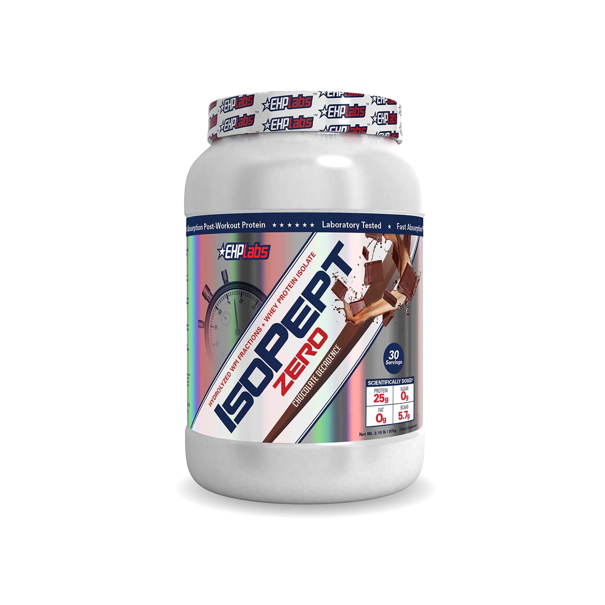 EHP Labs IsoPept Zero Chocolate Decadence (2lbs) Hydrolized WPI Fractions + Whey Protein Isolate, 25g of Protein Per Serving, 0 Sugar, 0 Fat, 5.7g of BCAAs - 30 Servings