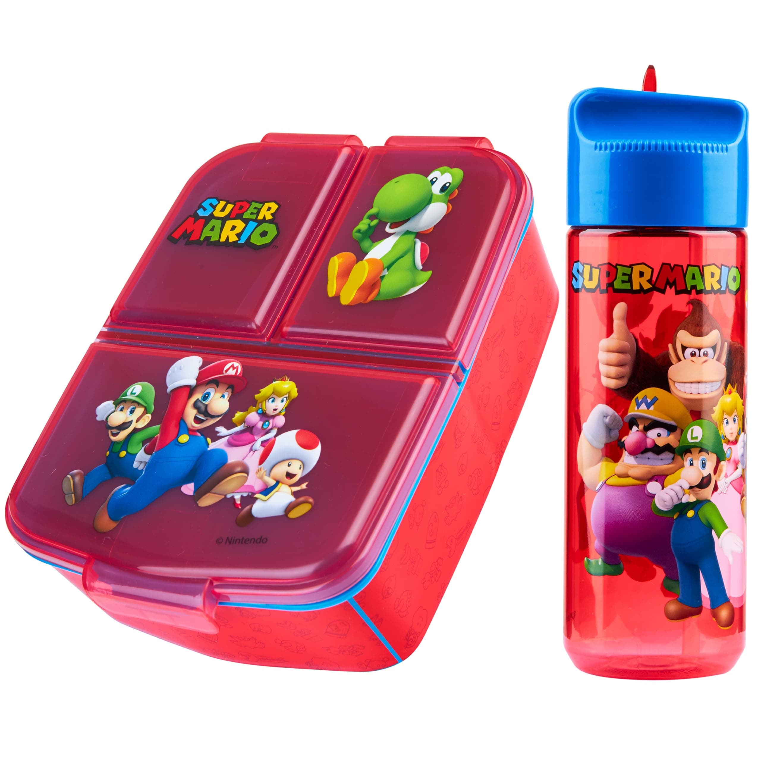 Super Mario Lunch Box Set for Kids with Multiple Snack Compartments and Water Bottle Gamer School Supplies Day Trips Holiday