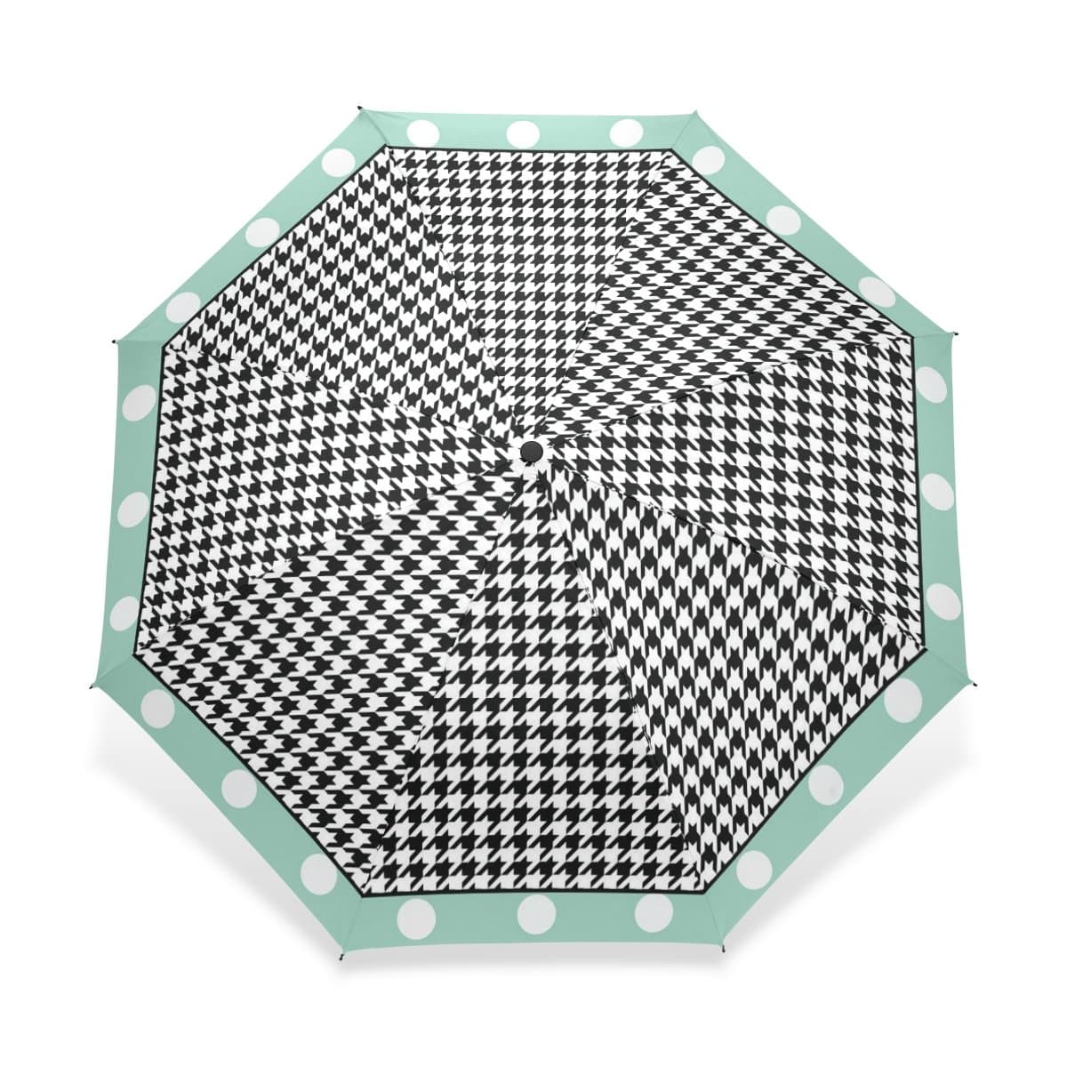 Littleli Houndstooth Pattern 100% Fabric and Aluminium Foldable Umbrella (41 Inch)