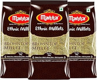 MannaBrowntop Millet Natural Grains, 1.5kg (500g x 3 Packs)