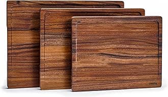 SMIRLY Walnut Wood Cutting Boards for Kitchen, Set of 3 Large - Small, Walnut Wooden Cutting Board Set with Deep Juice Grooves, Non Toxic Serving Tray