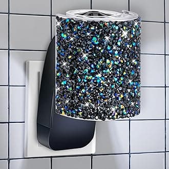 Wall Fragrance Plug in with Night Light, Compatible with Bath & Body Works WallFlower Fragrance, Wall Plug Essential Oil Diffuser with Nightlight for Home, Office, Round Rhinestone (Black)