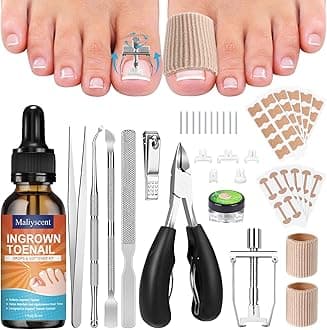 Ingrown Toenail Removal Kit, Professional Ingrown Toenail Tool Kit Includes Ingrown Toenail Corrector Drops, Corrector Patch, Toenail Clipper, Nail File Lifter Pedicure Tools