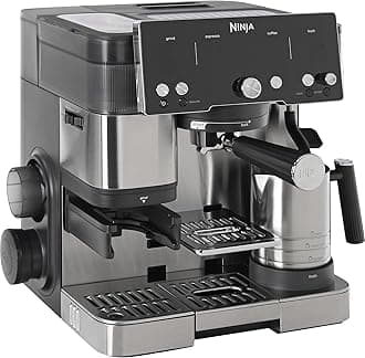 Ninja Luxe Essential 2-in-1 Coffee Maker, Latte, Cappuccino & Espresso Maker with Built-in Coffee Grinder & Milk Frother, Easy to Use, 2 Automated Frothing Modes, Silver, ES501EU