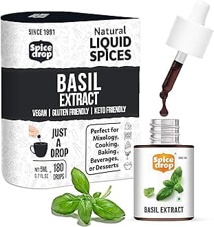 Spice Drop Basil Extract | 100% Natural | For Soup, Pasta, Pizza, Spaghetti, Gourmet Dishes | 5ml (180 drops) | Natural Herb | Authentic | Vegan | Keto Friendly | Non-GMO | Squeeze, Drop & Stir