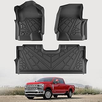 KARPAL Floor Mats Fit for 2017-2025 Ford F250/ F350 SuperCrew Cab with Factory Carpet & with Fold Flat Storage, Custom Fit TPE All Weather F-250/ F-350 Accessories 1st&2nd Floor Liners