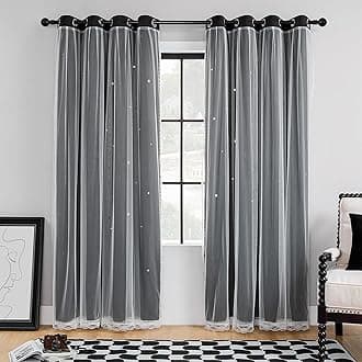 XiDi Blackout Curtains for Bedroom, Bedroom Drapes for Kids, Unicorn Curtains for Girls Room, Black Out Curtains for Living Room 96 inchs Long 52 inches Wide 1 Panel Black