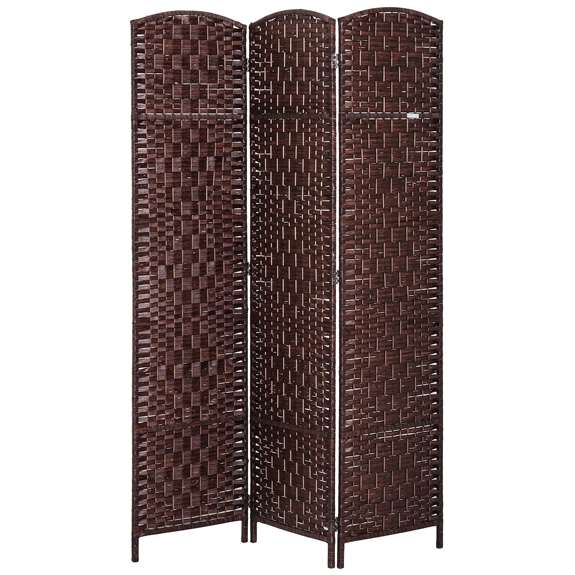 HOMCOM6' Tall Wicker Weave 3 Panel Room Divider Privacy Screen - Brown