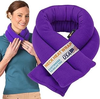 SunnyBay Neck Heating Pad for Neck Pains - Flax Seed Hot Packs for Pain - Microwave Bean Bag Heating Pad Microwavable - Hot Compress for The Body - Heated Neck Wrap (Cotton Purple)