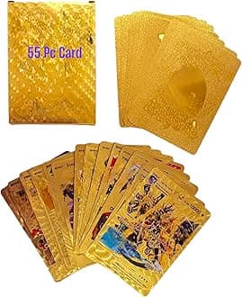SHAKTISM Poke Collectible Card Game Trading Card Game Water Proof Booster Pack Set, V Series, Vmax GX Rare, Gold Foil, Collectible Foil Cards (Golden 55Pc)