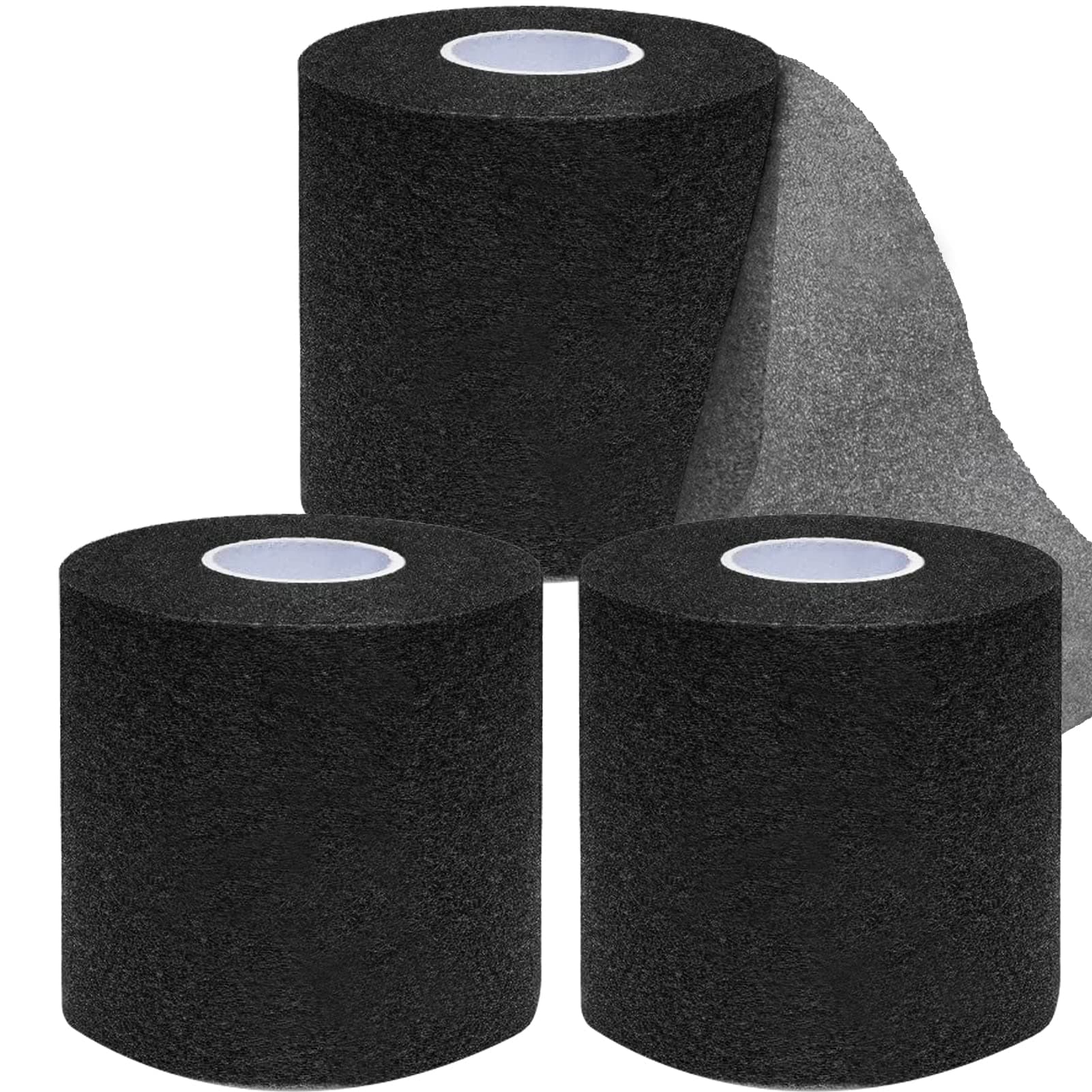 ADMITRY Pre Wrap Tape Athletic,3 Rolls X 22 Yards Black Prewrap,Headbands for Hair,Foam Underwrap Sports Wrap