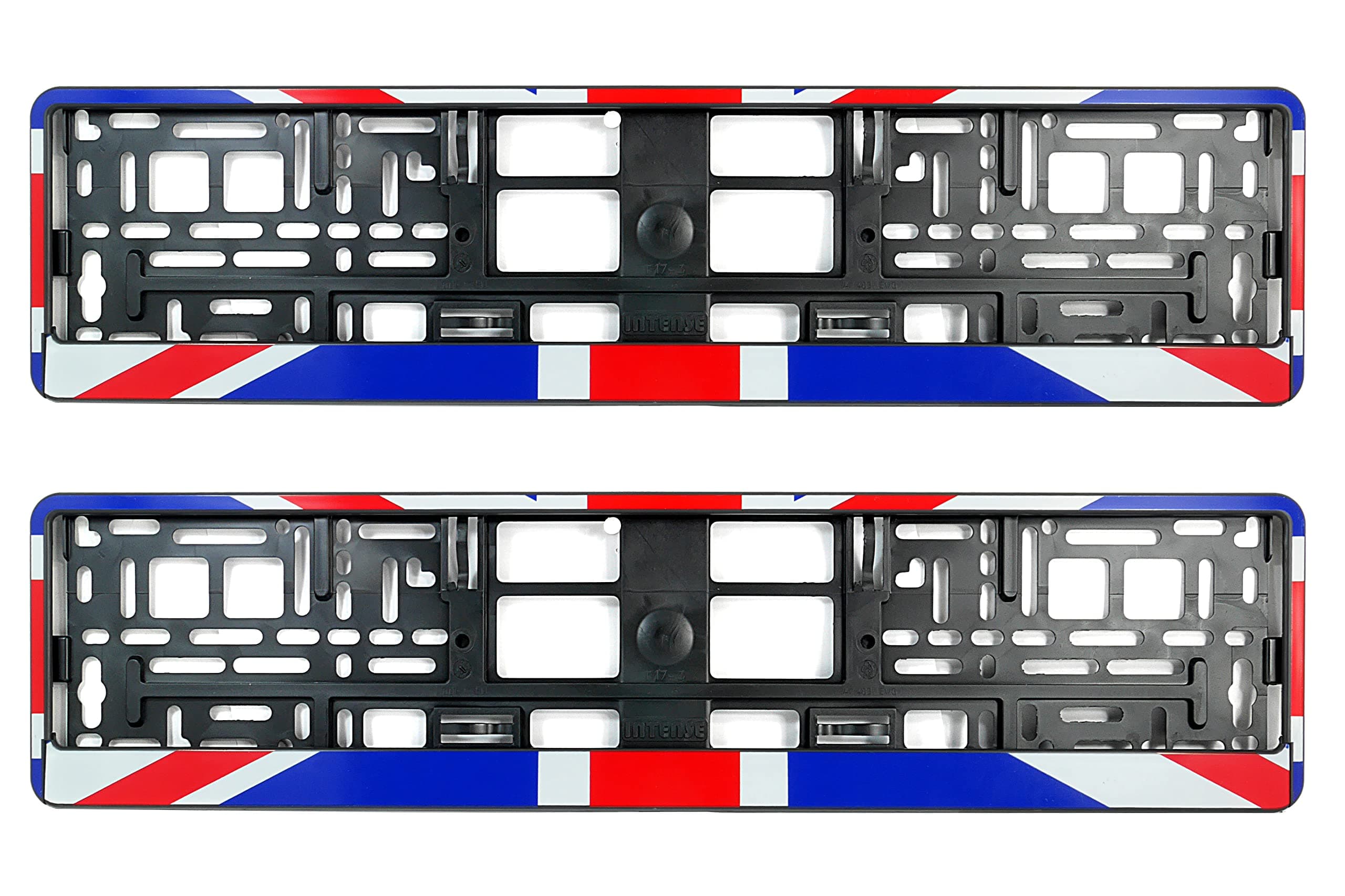 PAIR (2PCS) TAPORT UNION JACK E2 Car Registration License Number Plate Surround Holder Frame Surround