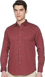 Peter EnglandMen's Printed Slim Fit Party Branded Insignia Full Sleeve Casual Shirt Cotton