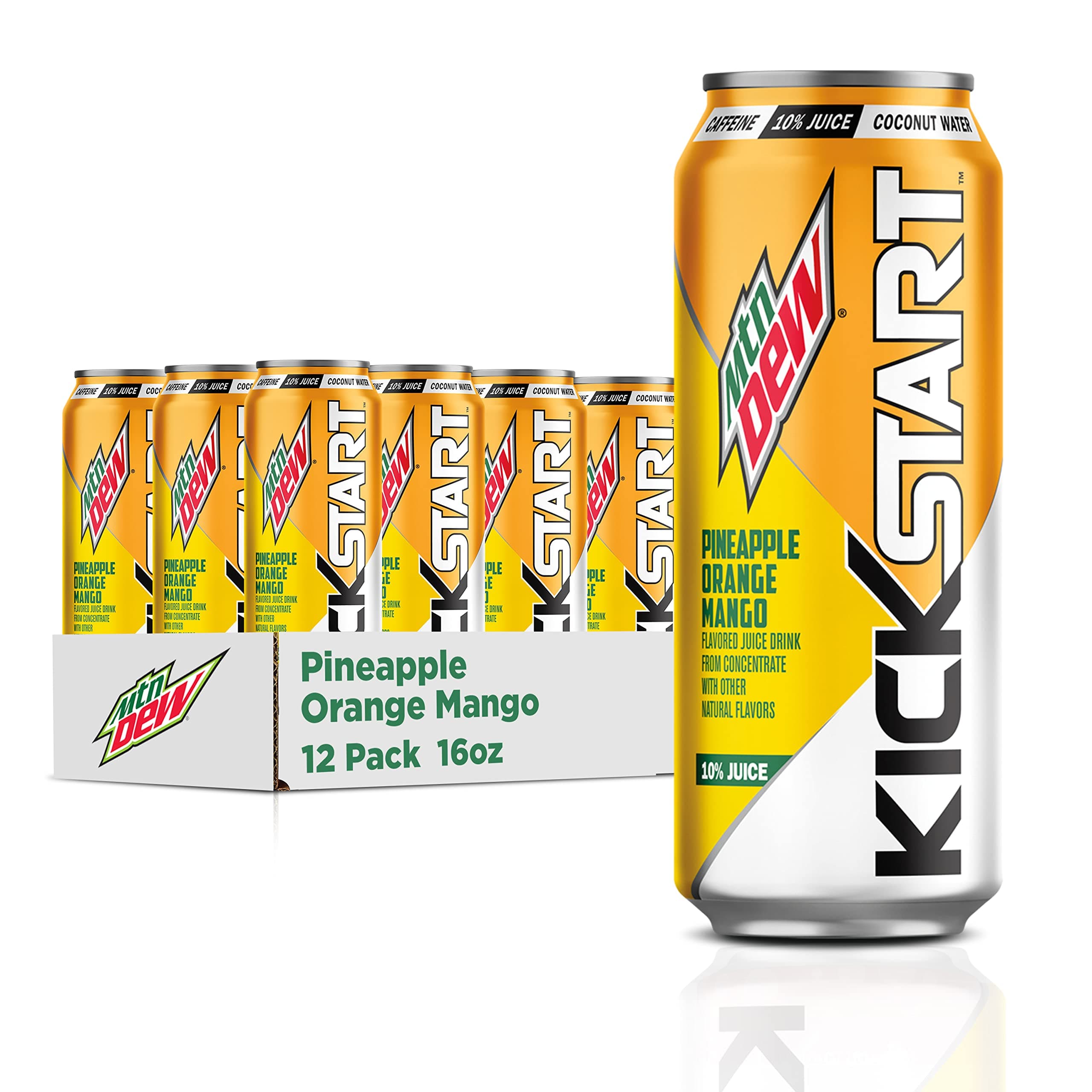 Kickstart, Pineapple Orange Mango, 90mg Caffeine, Vitamins B & C, 80 Calories, 10% Juice, 16 fl oz (Pack of 12)