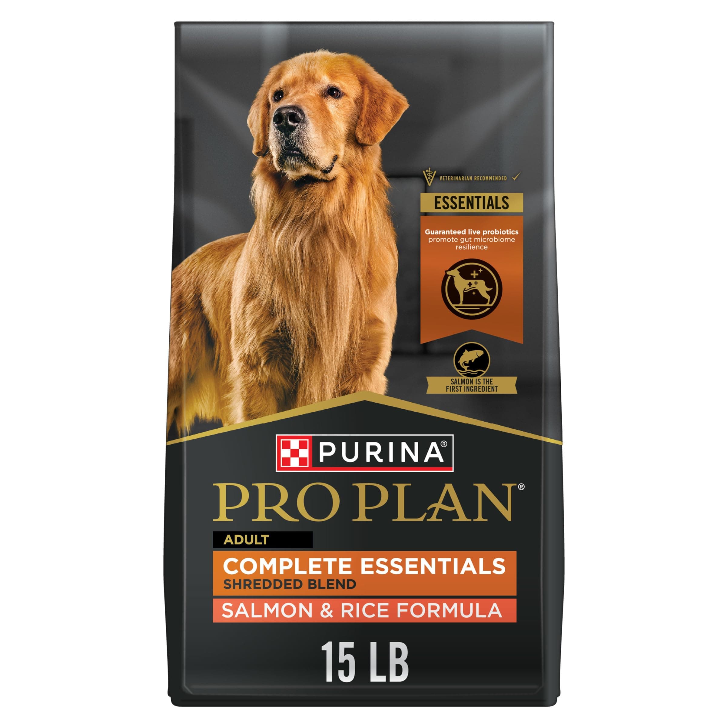 Complete Essentials Shredded Blend Salmon and Rice Dog Food Dry Formula with Probiotics for Dogs - 15 lb. Bag