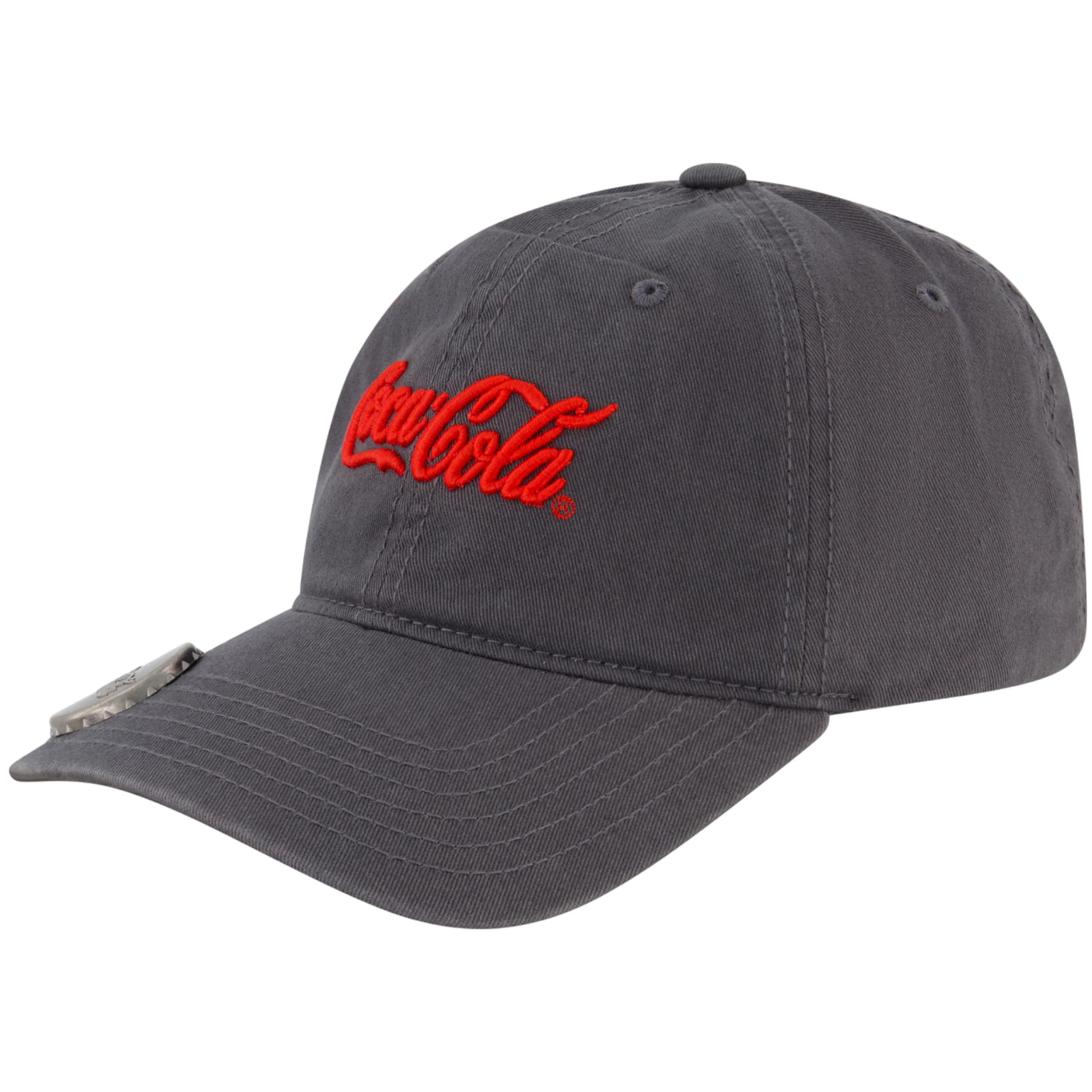 Coca Cola Dad Hat, Logo Cotton Adjustable Baseball Cap with Curved Brim, Grey, One Size