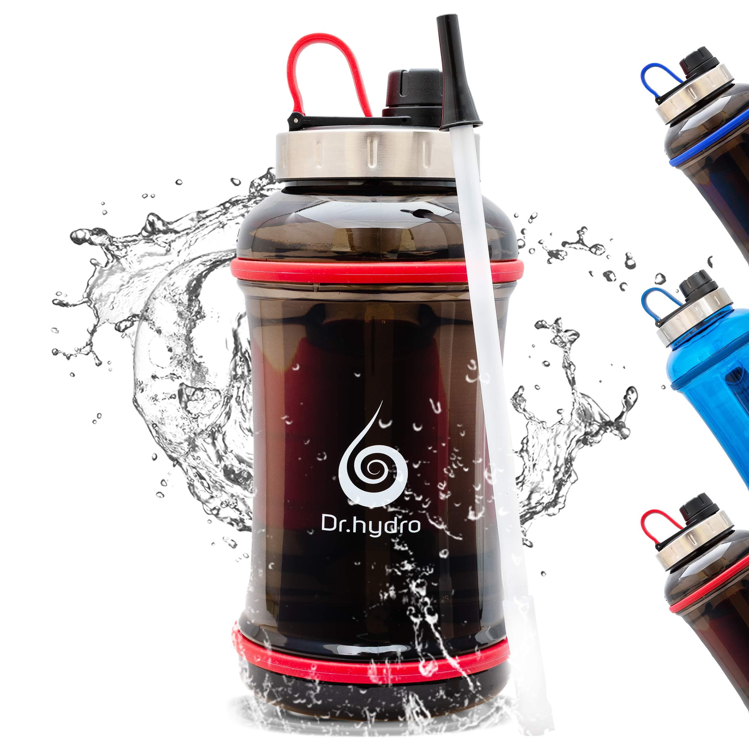 DR.HYDRO 64oz Half Gallon Water Bottle with Straw | Large Water Bottle - BPA Free Leakproof | Gym Water Bottle for Men | Daily Water Jug for Fitness and Outdoor Sports