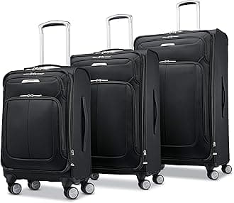 Solyte DLX Softside Expandable Luggage with Spinner Wheels, Midnight Black, 3-Piece Set (20/25/29)