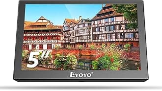 5 inch Monitor, 800x480 Mini TFT LCD Screen Small Camera Video Monitor 1/4 Screw Hole with HD/VGA/AV Video Input for Car PC DVD DVR CCD DSLR-140° Wide Angle Metal Housing