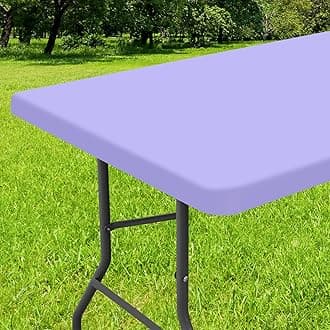 Smiry Rectangle Tablecloth, Elastic Fitted Flannel Backed Vinyl Tablecloths for 5ft Folding Tables, Waterproof Wipeable Table Covers for Indoor, Outdoor, Picnic and Camping (Lavender, 30"x60")