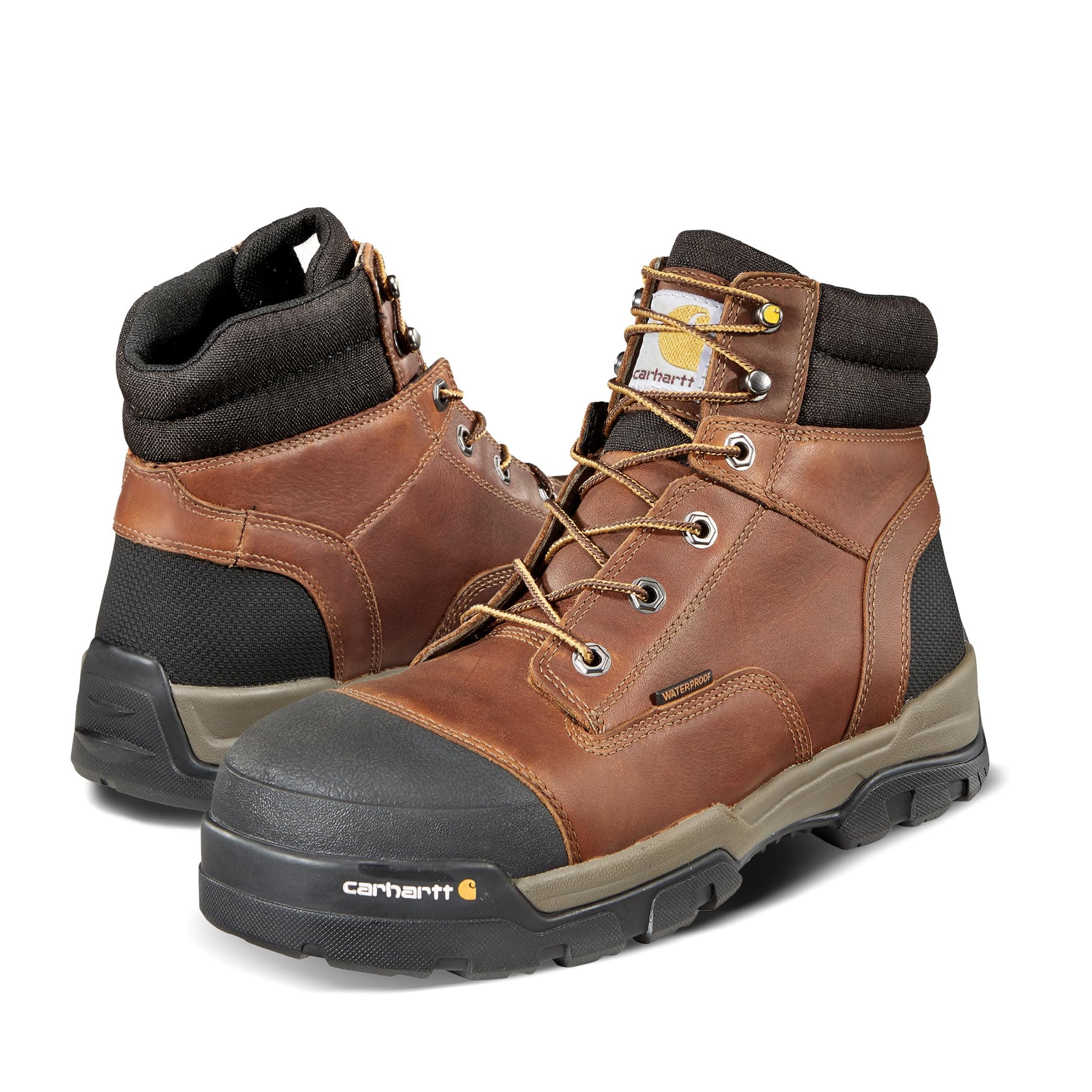 Ground Force 6” Waterproof Composite Toe Boot - Durable Slip-Resistant Outsole with Rubber Heel, Composite Safety Toe, and Insite Footbed
