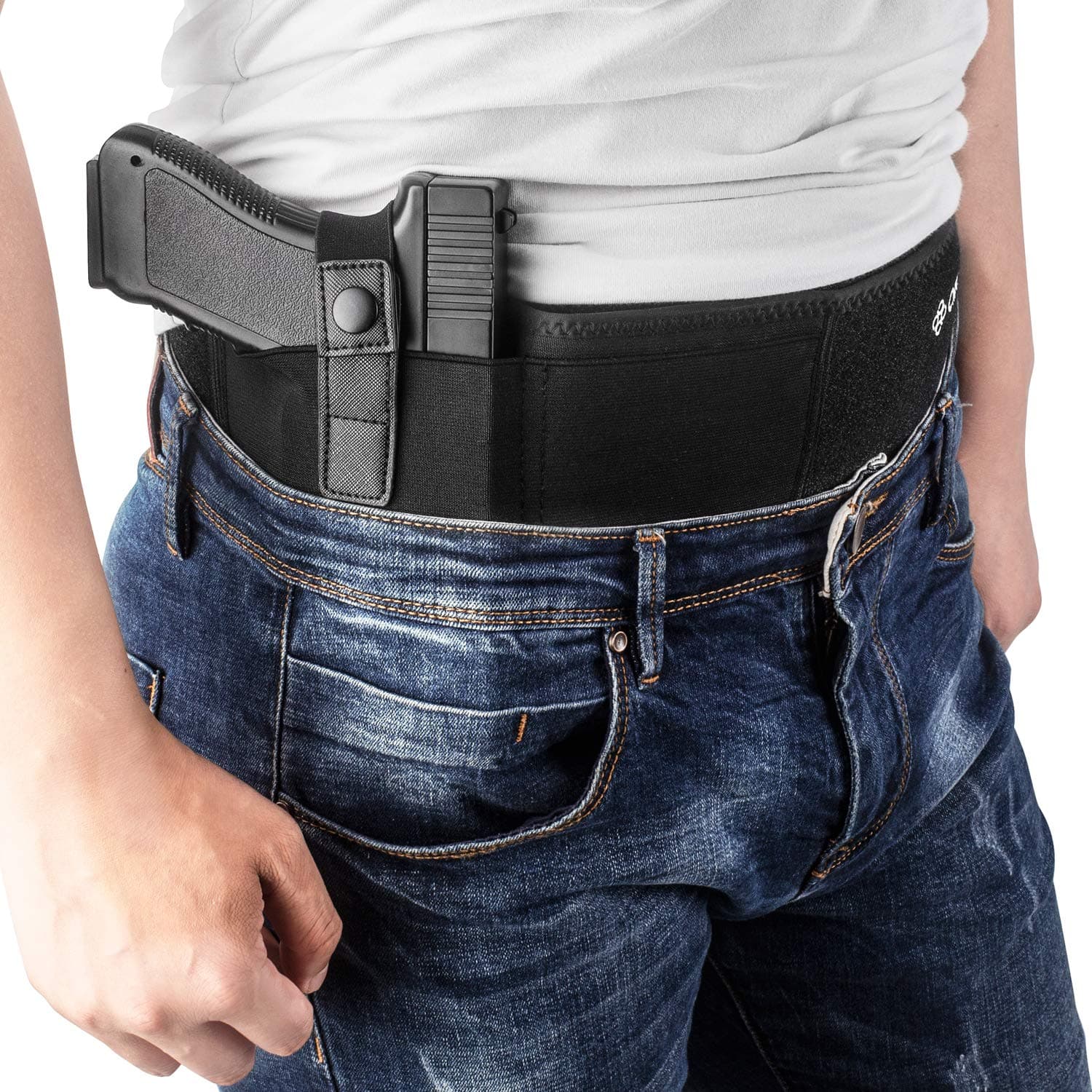 Belly Band Holster for Concealed Carry, IWB Gun Holsters for Men Women, Most Comfortable Waistband Handgun Carry with Magazine Pouch, One Holster Fits Most Pistols & Revolvers, BONUS Movable Mag Pouch