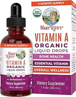 MaryRuth Organics USDA Vitamin A Liquid Drops | 3 Month Supply | Immune Support, Eye Health, Skin Health for Ages 14+ | 750mcg per Serving | Sugar Free | Vegan | Non-GMO | Gluten Free | 1oz