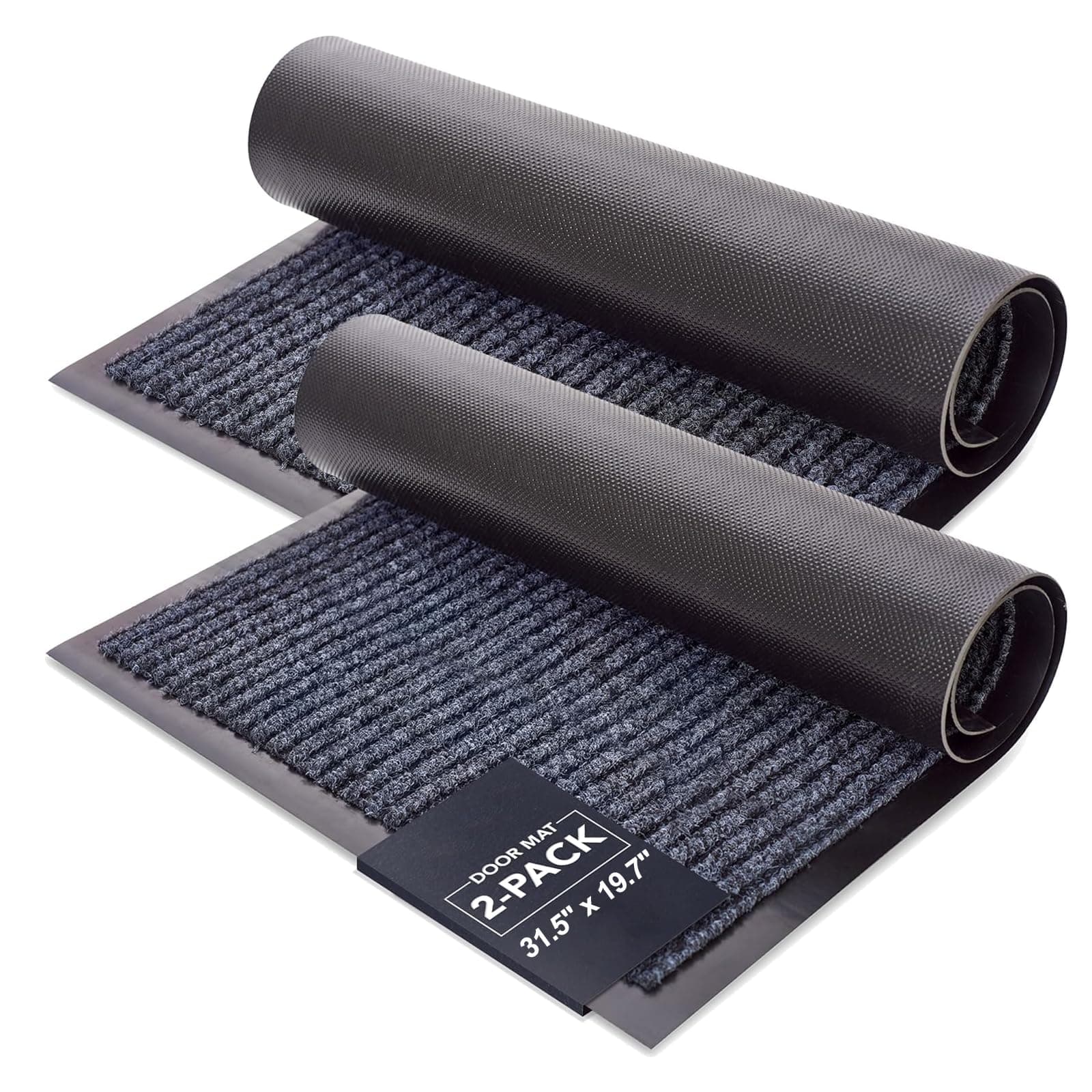 2 Pack Front Door Mat, Heavy Duty Durable Welcome Floor Mat Outside Entrance, 31.5 x 19.7" Dirt Trapper Waterproof Super Absorbent Outdoor Muddy Mats for Entryway Patio Porch