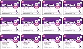 Tedibar Moisturising Baby Bathing Bar with Skin Friendly PH|100% Soap Free|Prevents Dryness & Rashes|Dermatologically Tested 75gm x Pack of 12