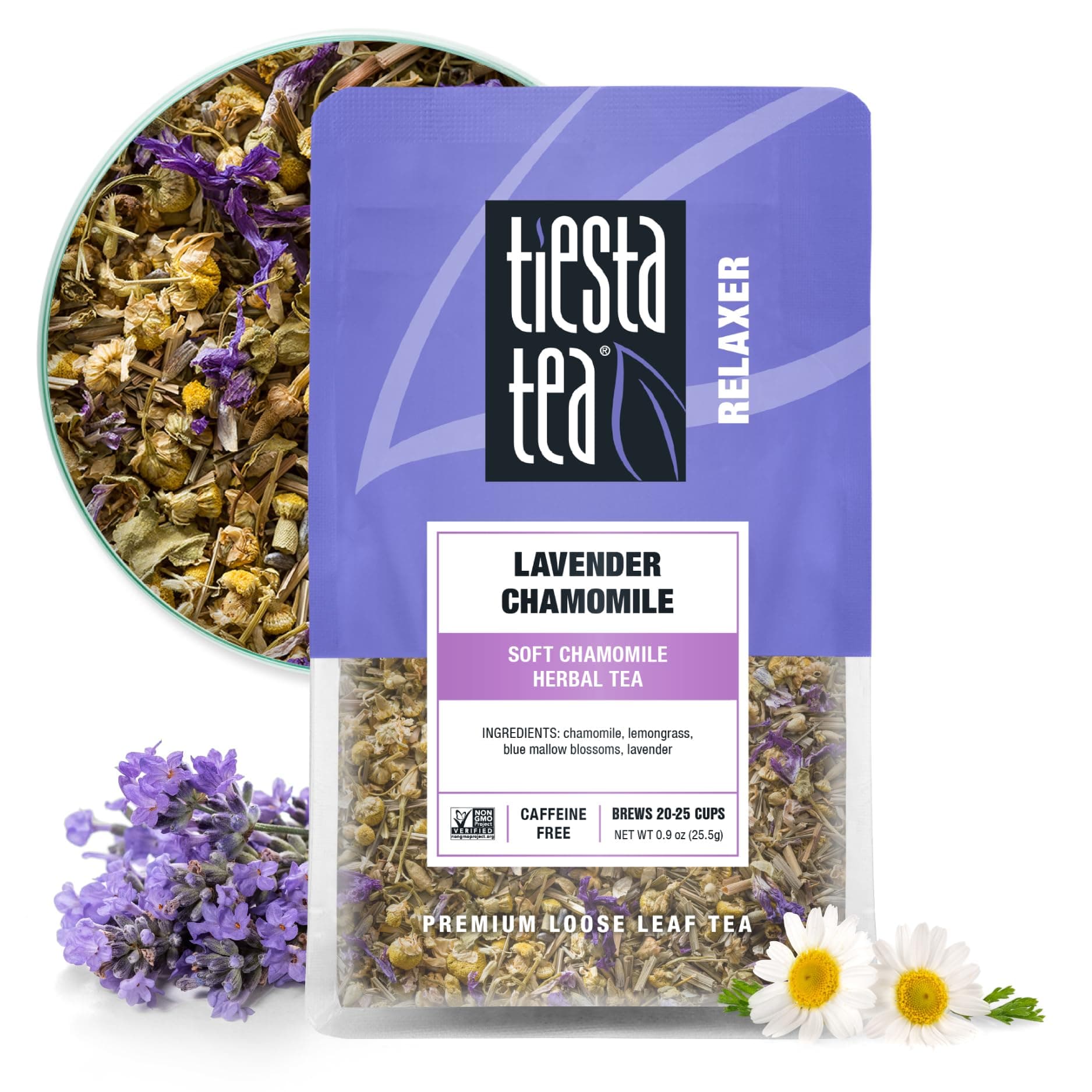 Tiesta Tea - Lavender Chamomile Herbal Tea, Loose Leaf, Calming Blend with Chamomile, Lavender, and Lemongrass, Caffeine-Free Herbal, Great for Hot or Iced, Resealable Pouch, 25 Cups, 0.9 Ounce