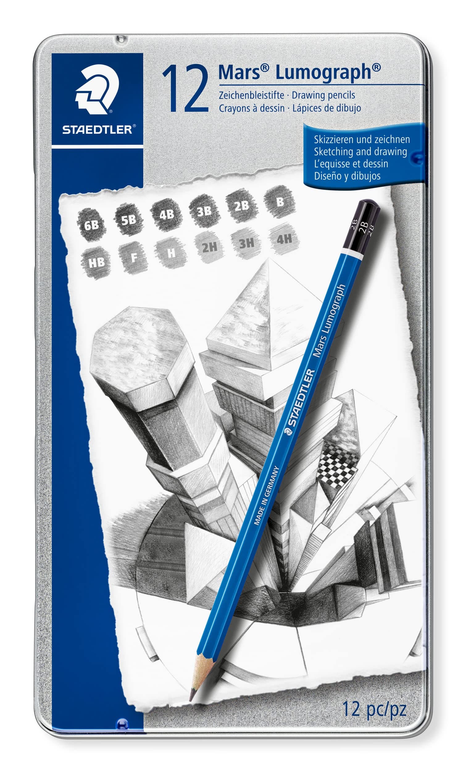 Staedtler Mars Lumograph Drawing Pencil for Design and Drafting-Pack of 12|Black
