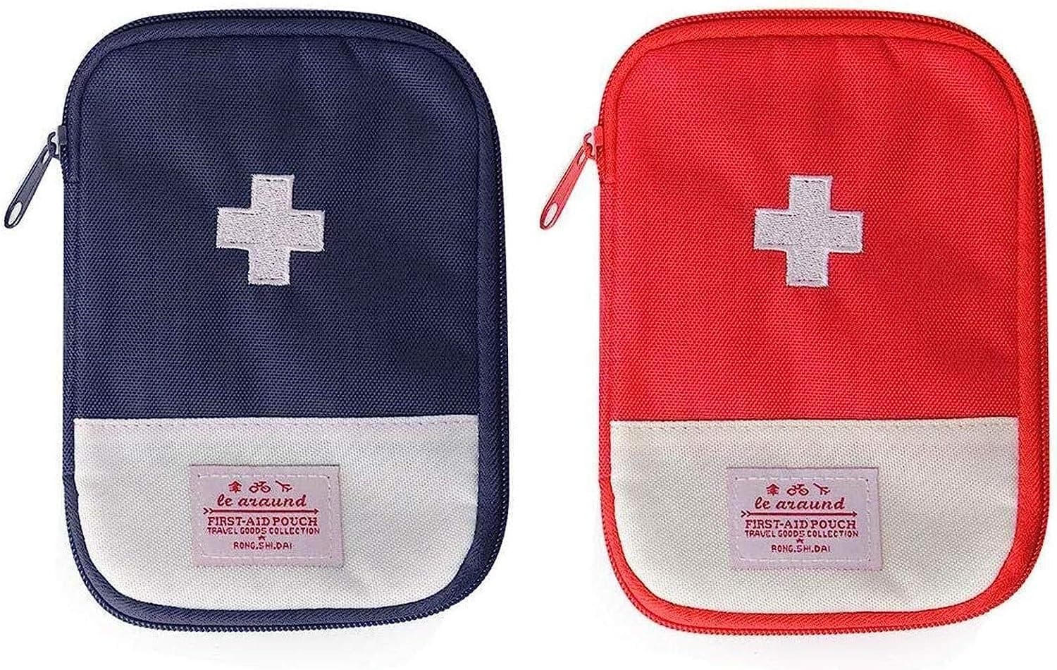 JIAKAI 2 Packs First Aid Bag,Empty First Aid Pouch,Mini Portable Medical Bag for Outdoor Camping Hiking Travel Emergency,Multifunction Emergency Medicine Storage Bag-7x5 inch