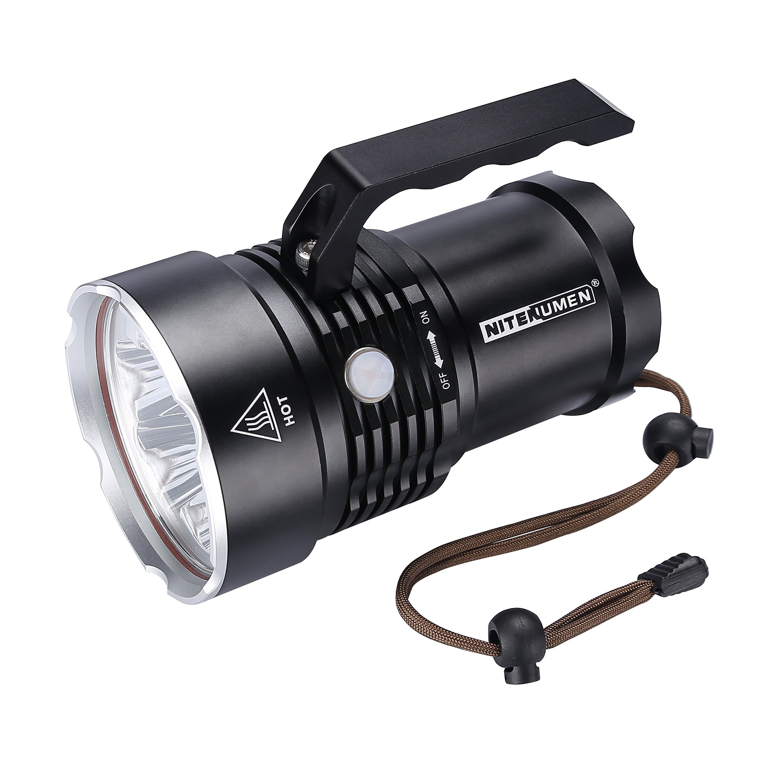 Nitenumen RT6 Powerful Flashlight Spotlight Waterproof Searchlight 6 x Cree XM-L L2 LED 4500 Lumens Spotlight Torch Aluminum Alloy Flashlight,USB Rechargeable 4 x 18650 3400 mAh Battery/Lanyard
