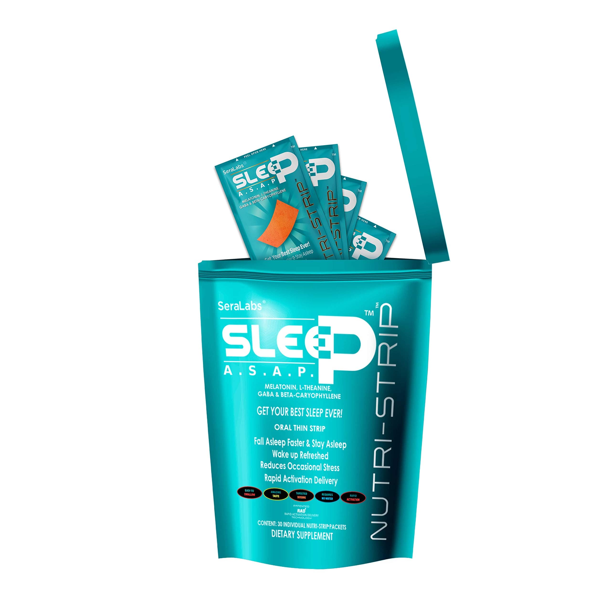 NUTRI-STRIPS Sleep A.S.A.P. Rapid Activation Delivery Oral Strips (Pack of 30)