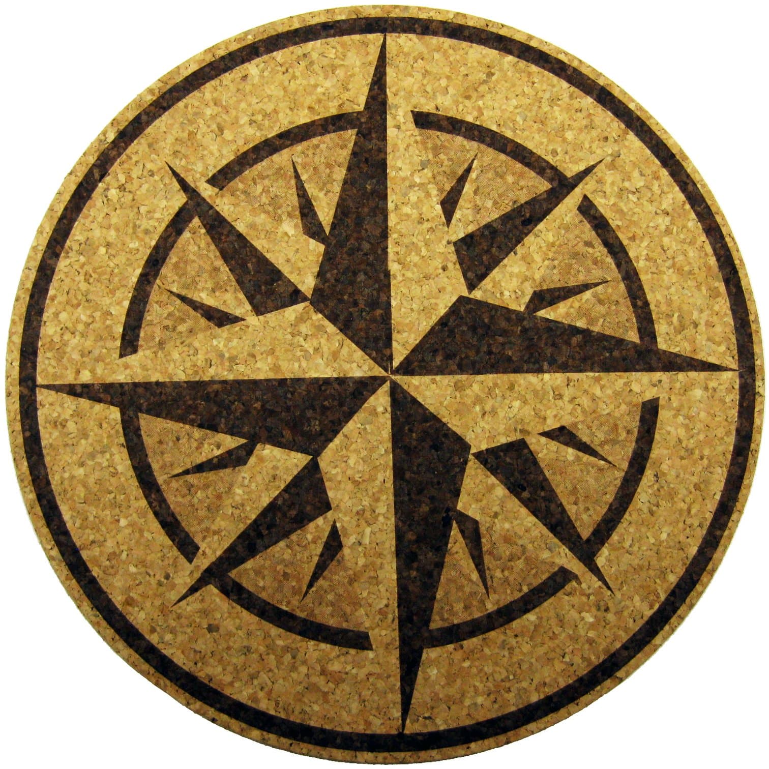 XL Coasters Nautical Compass Rose (9 Inch) – Oversized cork absorbent drink coaster