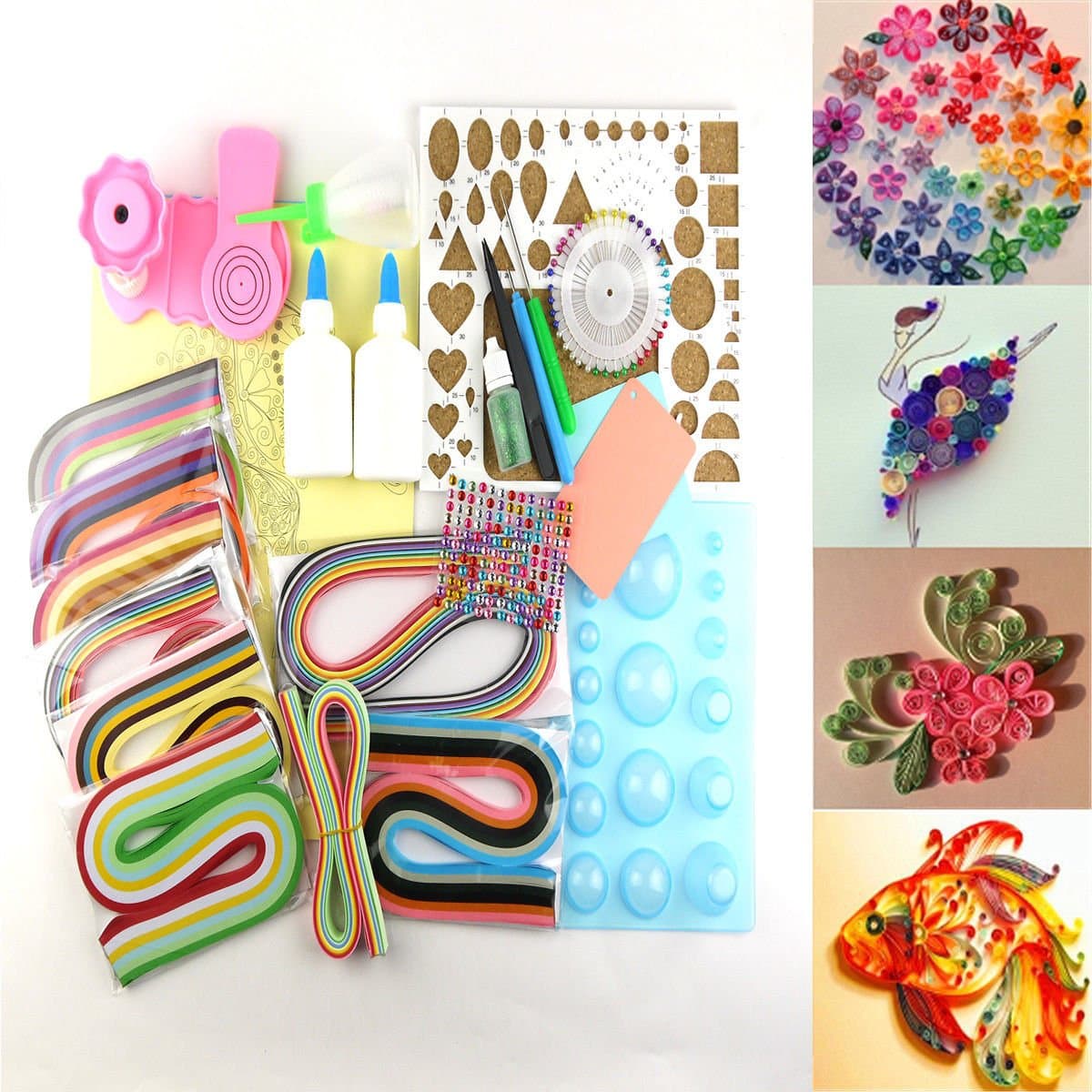 Yamu DIY 1380 Strips Paper Quilling Craft Tools Kit Board Mould Crimper Comb Set