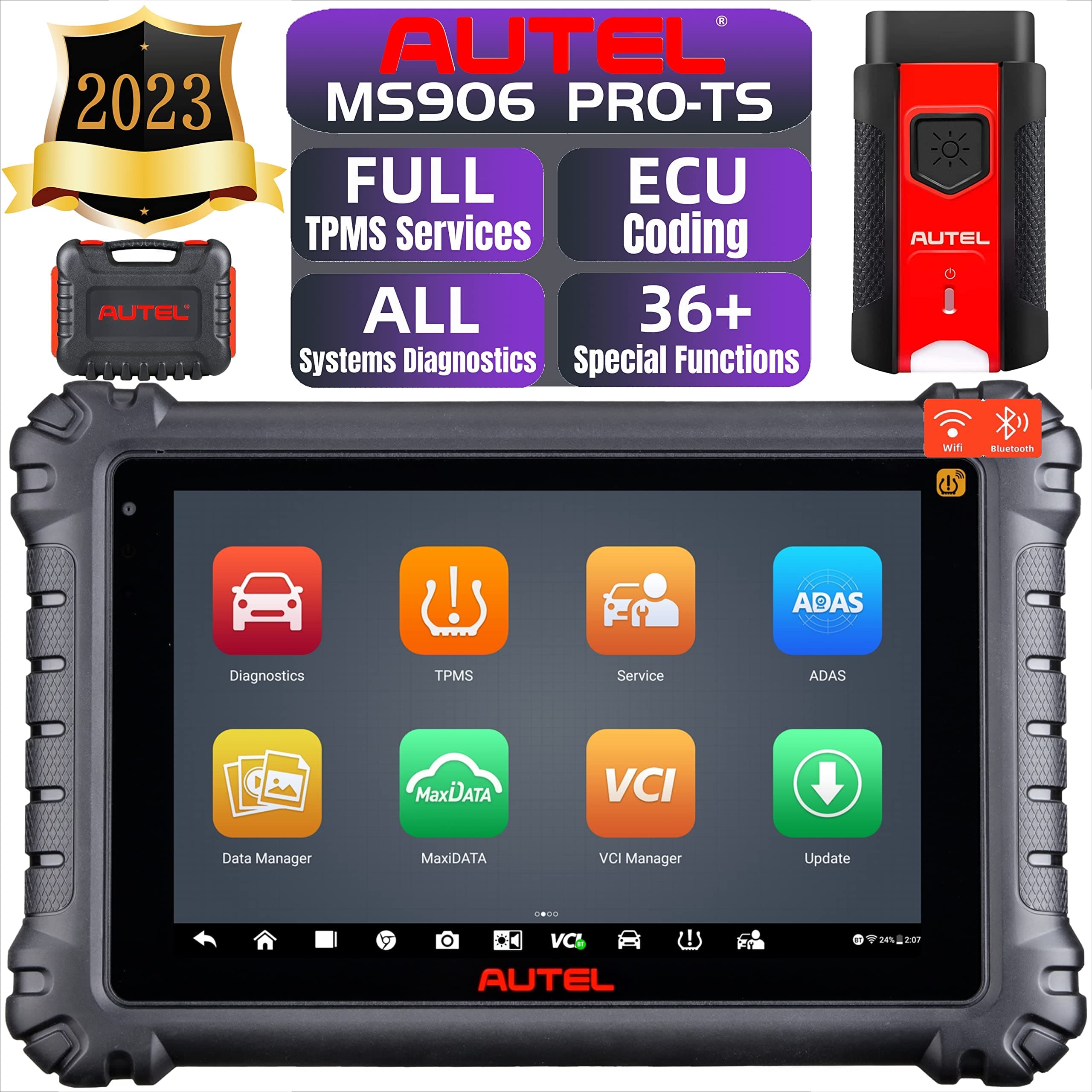 Autel MaxiSys MS906 PRO-TS 2023 Version Advanced of MS906BT MS906PRO MS906TS TS608 MK808TS Full System Diagnostic OBD2 Scanner TPMS Sensor Programming ECU Coding 36+ Maintenance Services Active Test