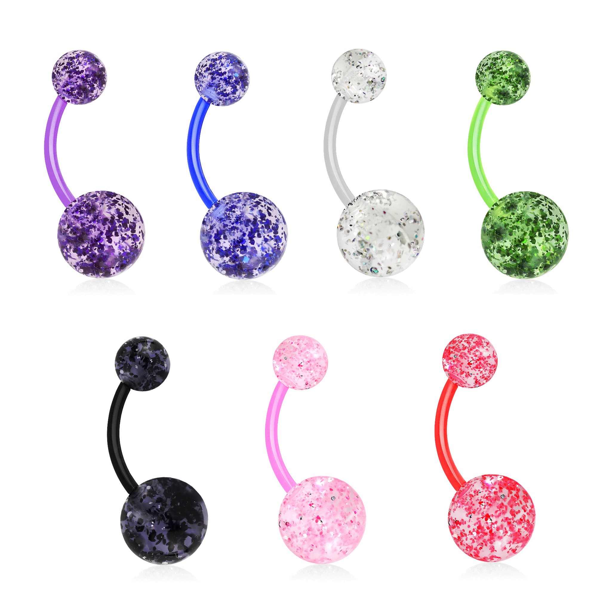 PunkJewelry - Bioflex Belly Button Piercing with Glitter, Plastic Material