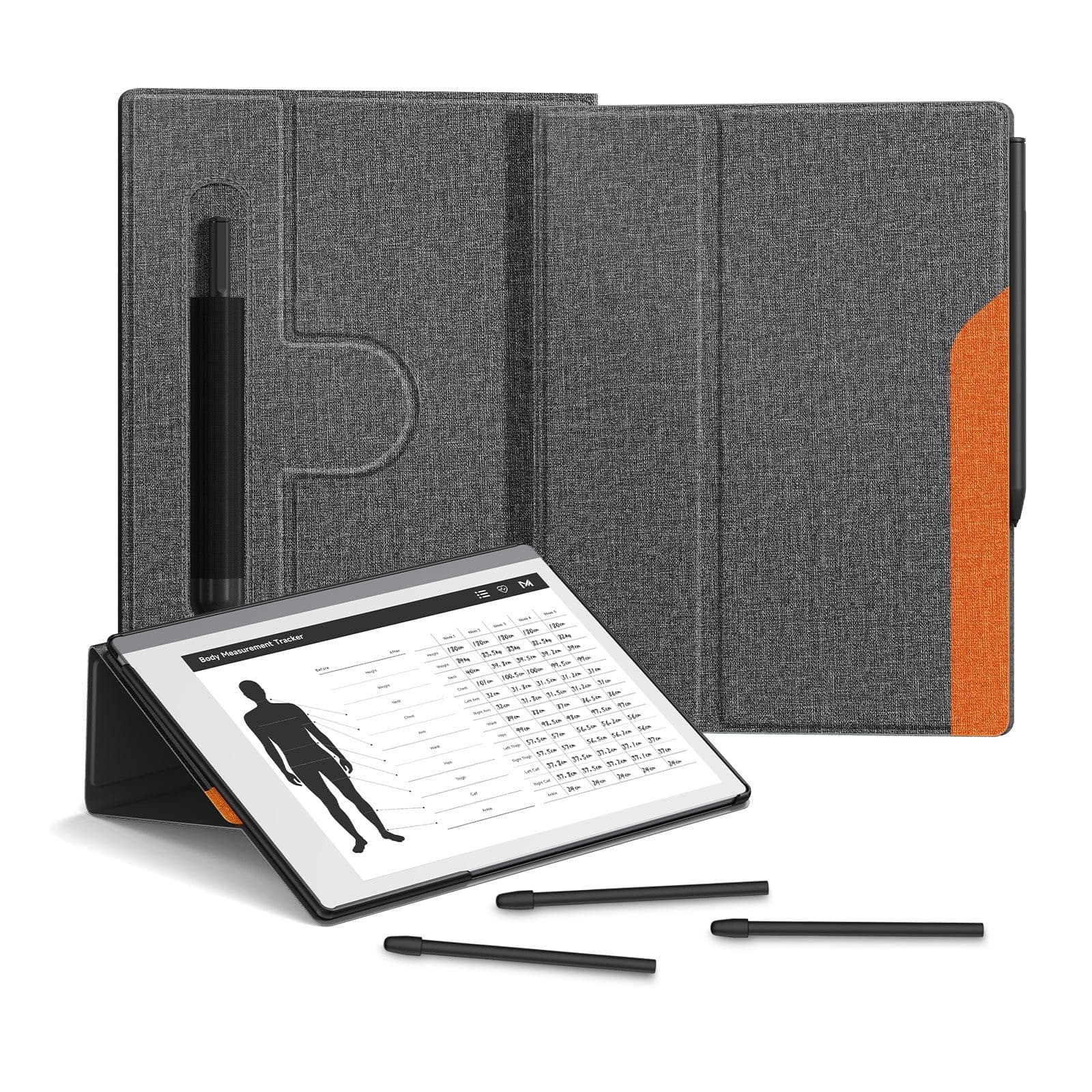 Ayotu Book Folio Case for Remarkable 2 Paper Tablet 10.3" 2020 Released, Premuin Fabric Smart Cover with 360 Degree Rotatable Stand and Stylus Pocket, Only for Remarkable 2, Gray & Orange